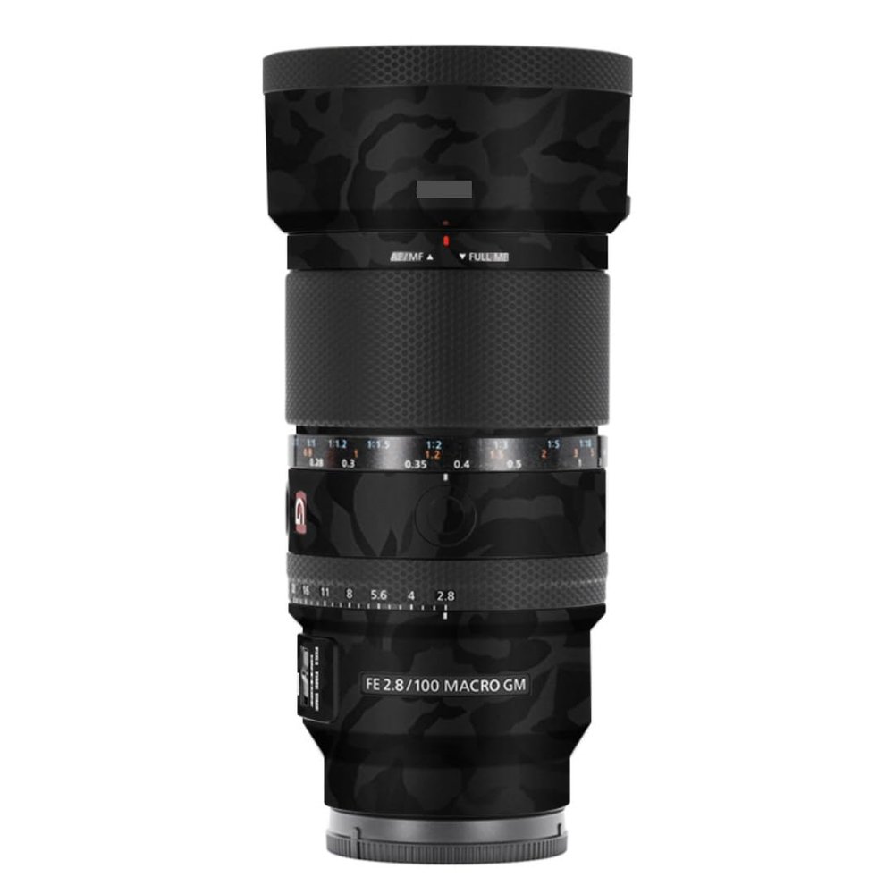 100 2.8 Camera Macro Lens Skin Vinyl Wrap Body Film Sticker for Sony FE 100mm F2.8 Macro GM OSS Protector Decals Accessories FE 2.8/100 (Shadow Camo Black, for Sony FE 100mm F2.8 Macro GM OSS)