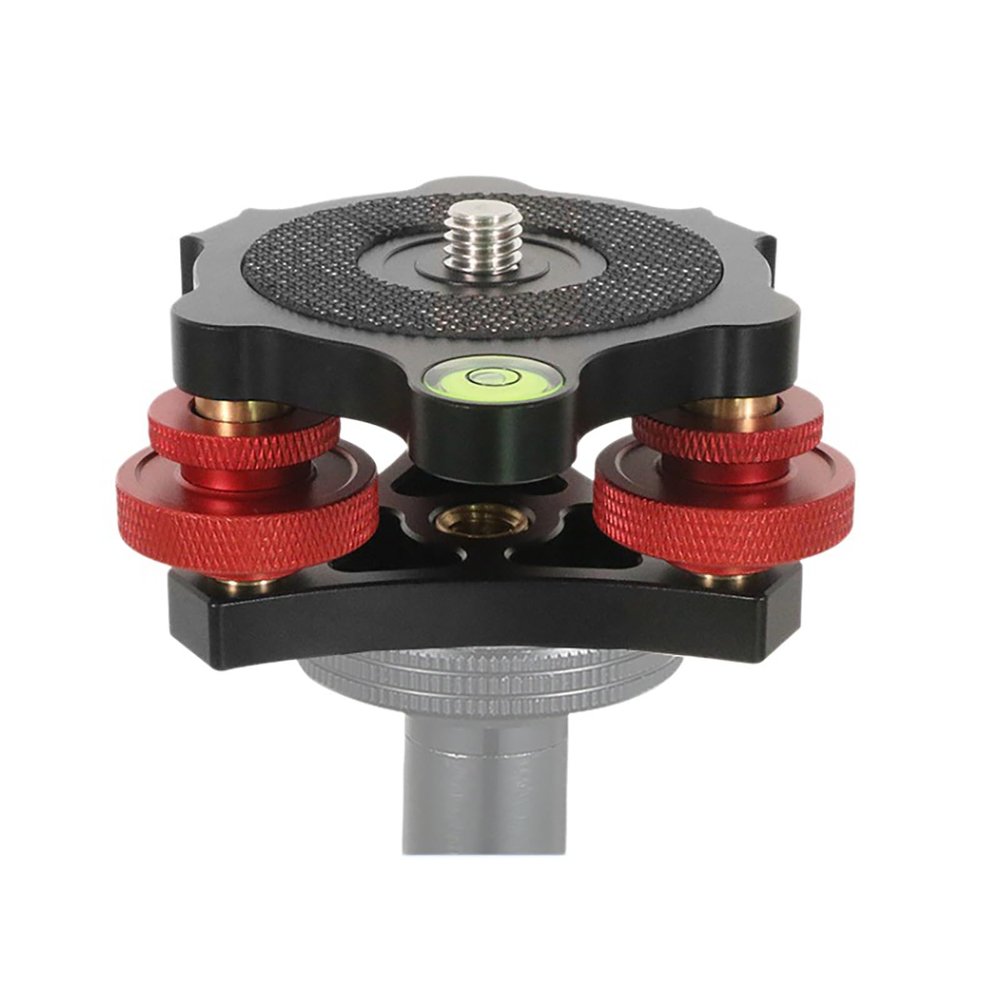 Camera Leveler, Tri-Wheel Leveling Base for Macro Photography with +/-5 Degree Precision Adjustment, Aluminum Tripod Leveler with 3 Axis Head, for DSLR Camera Photography Tripod Panoramic Head