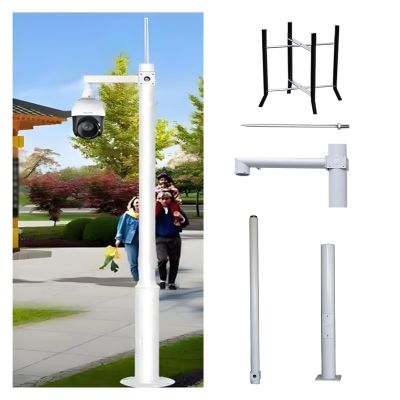 Extra Long Adjustable Security Camera Pole - Heavy-Duty Steel Surveillance Stand for Outdoor Monitoring, Enhanced Security, Weather-Resistant, Stable Support for Home/Business Use