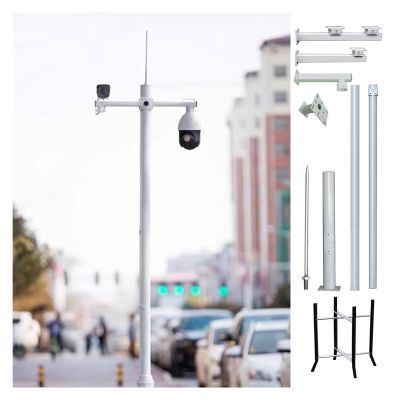 Highway/Driveway Surveillance Camera Stand Pole, 18ft Weatherproof Security Camera Post with Lightning Rod for Outdoor Monitoring, Durable & Easy to Assemble