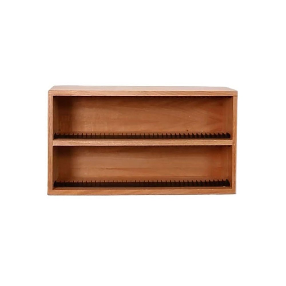 FURUIM2024M Record Rack Double Decker Wooden CD Record Rack Tabletop Albums Display Shelf