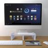 BESPORTBLE Monitor Elevated Stand and Screen Storage Rack for Desktop Organization, Computer Shelf with Phone Holder, Gray Laptop Riser Suitable for Home Office and Workspace view 2