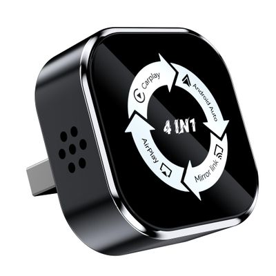 4-in-1 Wireless AdapterConverts Wired CarPlay & Android Auto to Wireless, with Full iOS & Android Screen Mirroring, Universal Plug and Play USB Dongle for All Smartphones