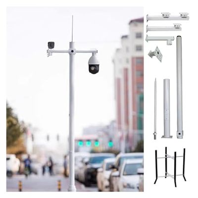 Weatherproof Surveillance Camera Stand Pole with Lightning Rod - Outdoor Security Camera Post for Highway & Driveway Monitoring