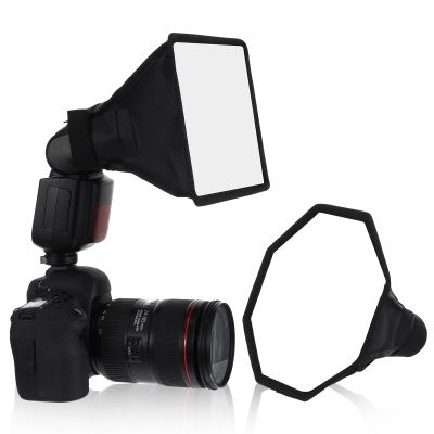 2 Pack Flash Diffuser Light Softbox - 8" Octagon and 8"x6" Rectangle Flash Softbox Universal with Storage Pouch Compatible - Speedlight Softbox-Diffuser Kit
