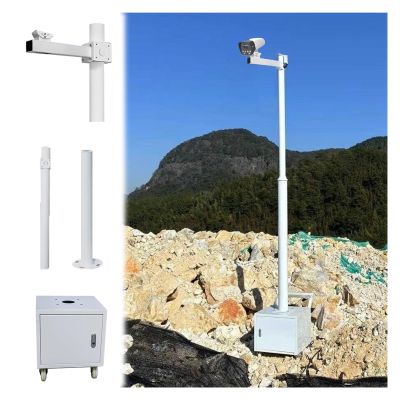 Detachable Mobile CCTV Pole Stand with Lockable Storage - 11.5ft Height, 4 Wheels for Easy Mobility, Perfect Security Camera Holder for Surveillance Systems