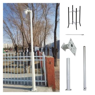 2-3 Sections Security Camera Pole, Adjustable 6.6-19.7 FT Surveillance Stand with Lightning Rod, Universal Outdoor Mount for CCTV Cameras and Security Systems