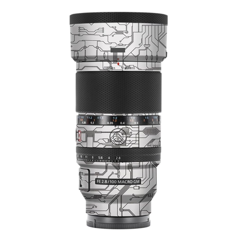 100 2.8 Camera Macro Lens Skin Vinyl Wrap Body Film Sticker for Sony FE 100mm F2.8 Macro GM OSS Protector Decals Accessories FE 2.8/100 (Circuit White, for Sony FE 100mm F2.8 Macro GM OSS)