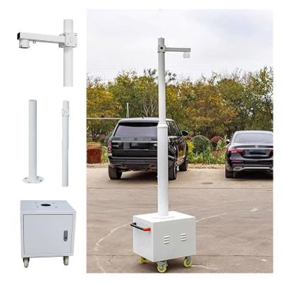 Mobile Security Camera Pole with 4 Wheels, Adjustable 7-13.5ft Universal CCTV Stand, Easy Assemble & Disassemble, Portable Surveillance Post for Outdoor Use
