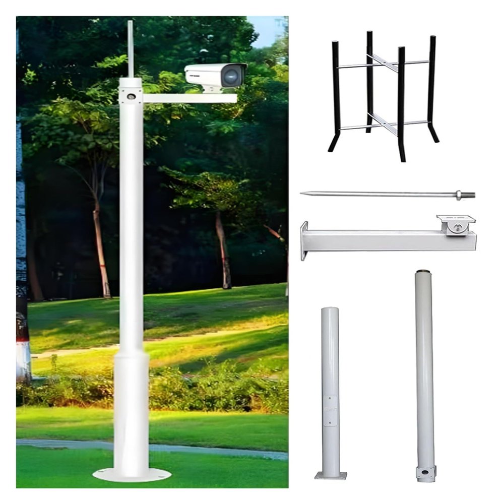 Extra Long Adjustable Security Camera Pole  Heavy-Duty Steel Stand for Outdoor Surveillance, Enhanced Security & Stability, Ideal for Home & Business Monitoring