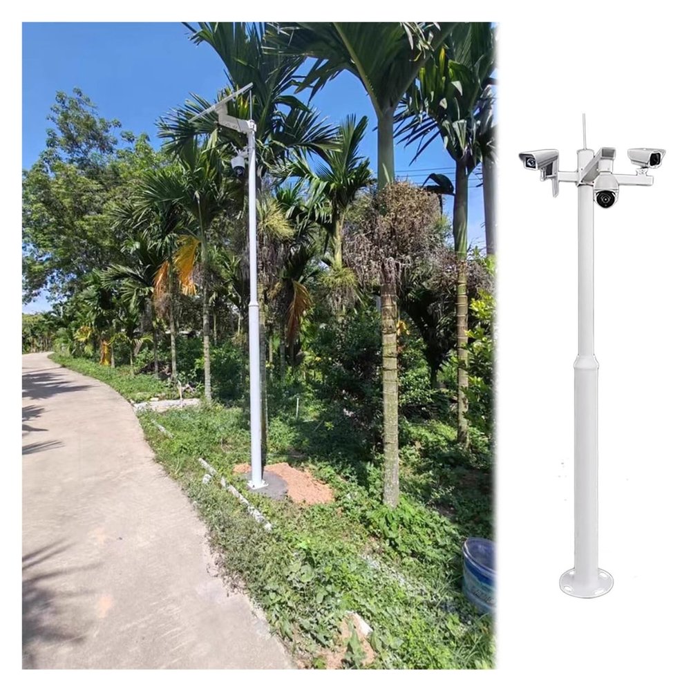 Outdoor Security Camera Pole, Assembled Surveillance Post for Home & Industrial Use, 11.4ft Monitoring Rod for Factories & Backyards (H-3.5m, 2 Parts)
