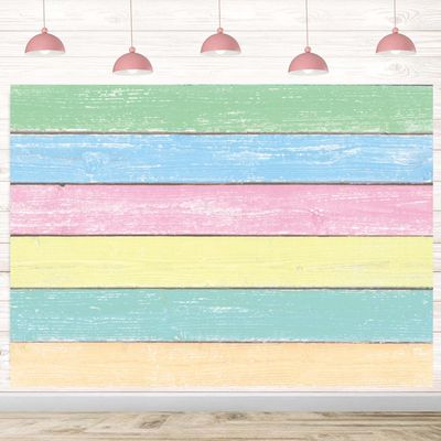 Colorful Wood Backdrop Easter Pastel Rustic Wooden Photography Background Spring Easter Decorations Banner Boy Girl Birthday Party Photo Props (120x96 inch (10x8FT))