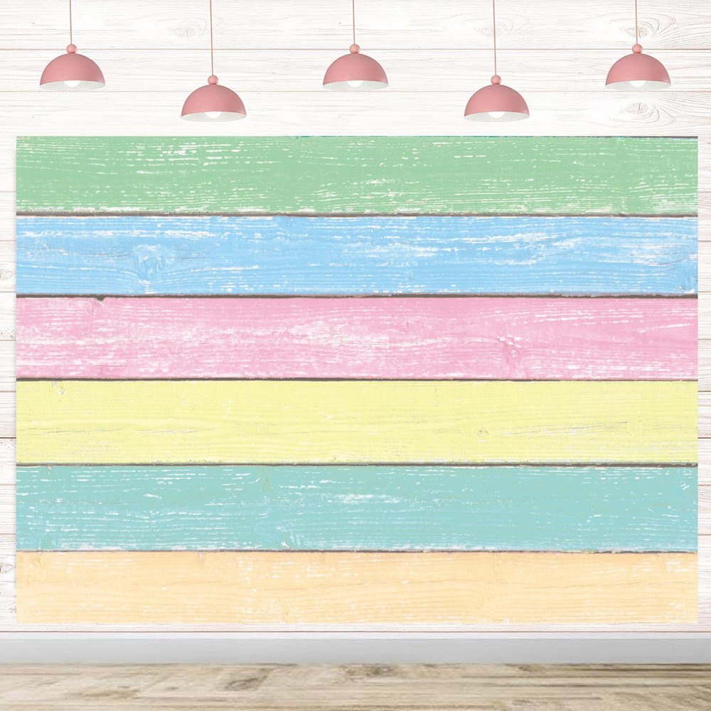 Colorful Wood Backdrop Easter Pastel Rustic Wooden Photography Background Spring Easter Decorations Banner Boy Girl Birthday Party Photo Props (120x96 inch (10x8FT))