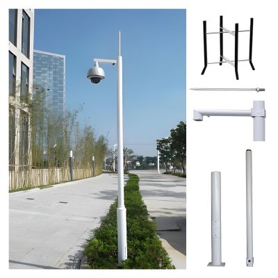 Outdoor Surveillance Camera Pole, Adjustable Detachable Holder for Security Cameras, Ideal for Factory, Farm, School, Warehouse, Street - 196.9" (500cm)