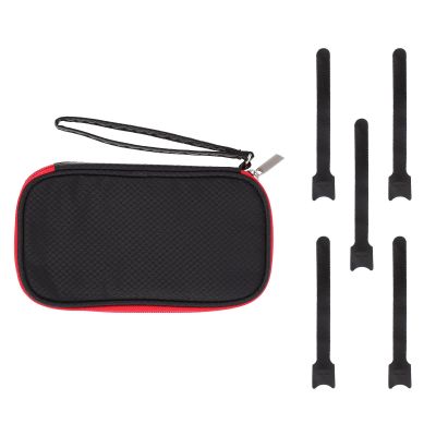 BESPORTBLE Multifunctional USB Cable Storage Bag and Electronic Organizer Pouch for Travel with Hand Strap, 2Pcs Cord Accessories Carrying Case Set in Black and Red with Cable Tie