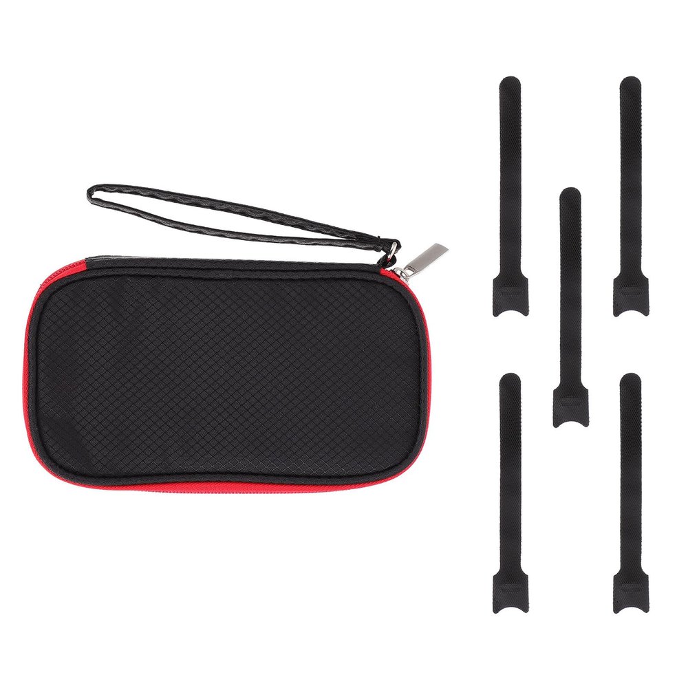 BESPORTBLE Multifunctional USB Cable Storage Bag and Electronic Organizer Pouch for Travel with Hand Strap, 2Pcs Cord Accessories Carrying Case Set in Black and Red with Cable Tie