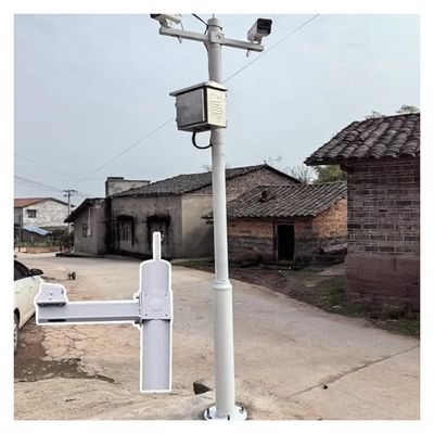 Adjustable White Camera Mount Post Bracket, 6.6-19.7 FT Security Surveillance Pole with 15.7in Lightning Rod - Ideal for Outdoor Camera Stability & Durability