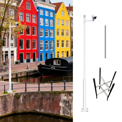 20ft Galvanized Steel Security Camera Pole - Durable Outdoor Camera Mounting Bracket for Shop, Home & Public Safety - Perfect Camcorder Holder for Enhanced Surveillance