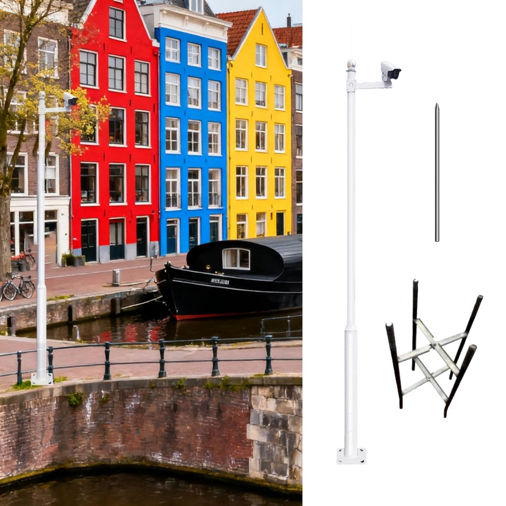 20ft Galvanized Steel Security Camera Pole - Durable Outdoor Camera Mounting Bracket for Shop, Home & Public Safety - Perfect Camcorder Holder for Enhanced Surveillance