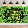 CRAFTYMELODY Happy St. Patrick's Banner 7244 Inch Large Shamrock Backdrop Green Clover Lucky Day Backdrop Holiday Party Decor Wall Banner Background Indoor Outdoor Decor with Grommet 3.2 Yard String view 1