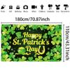 CRAFTYMELODY Happy St. Patrick's Banner 7244 Inch Large Shamrock Backdrop Green Clover Lucky Day Backdrop Holiday Party Decor Wall Banner Background Indoor Outdoor Decor with Grommet 3.2 Yard String view 2