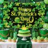 CRAFTYMELODY Happy St. Patrick's Banner 7244 Inch Large Shamrock Backdrop Green Clover Lucky Day Backdrop Holiday Party Decor Wall Banner Background Indoor Outdoor Decor with Grommet 3.2 Yard String view 4