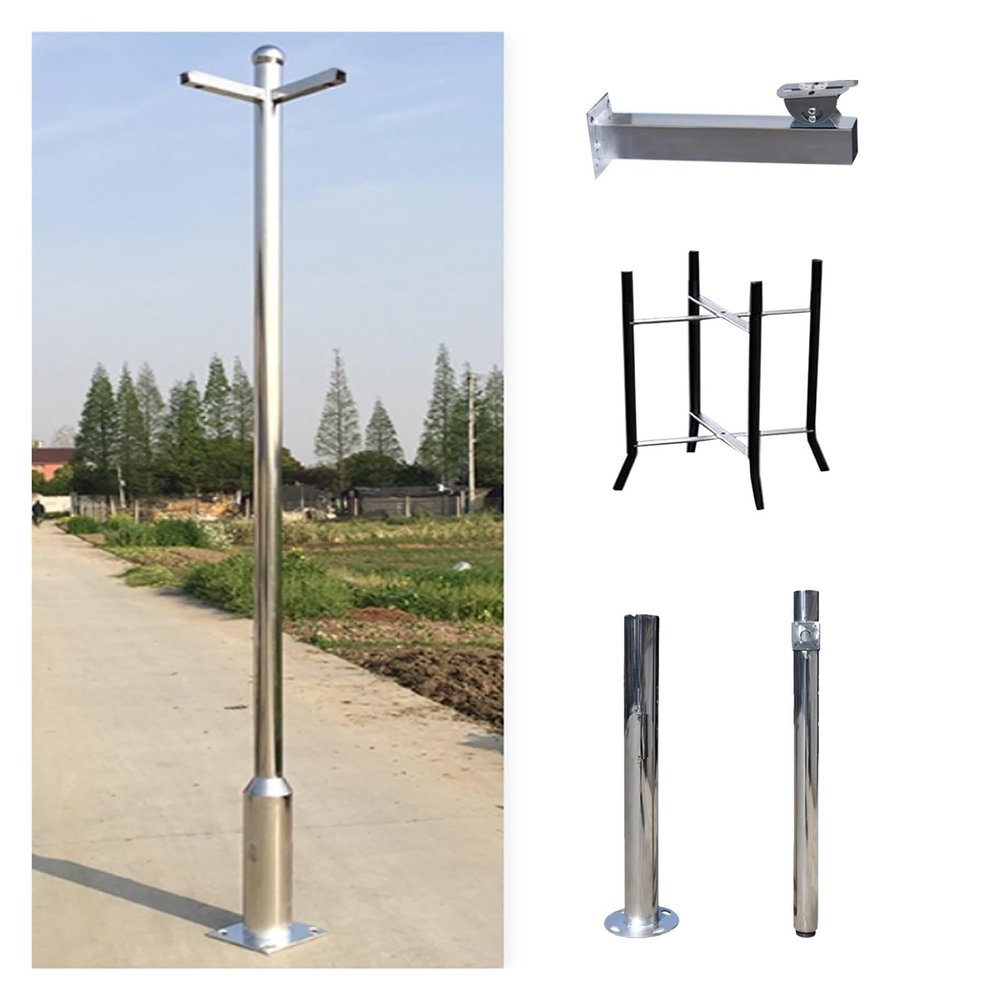 Extra-Long Splicing Stainless Steel CCTV Pole 6.6-19.7ft for Security Cameras - Durable All-Weather Surveillance Holder for Farm & Estate (11.5ft / 3.5m)