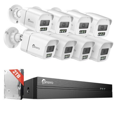 CAMSTRO 4K PoE Security Camera System, 8 Pcs Metal Casing Wired Cameras with 4K 8CH NVR & 2TB HDD, Smart Human/Vehicle/Pet/Parcel Detection, 100ft Night Vision, H.265+ 24/7 Recording for Home