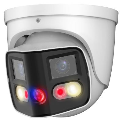 VALUCAM Dual-Lens 4K (8MP) TiOC Outdoor POE Camera - 2 x 4MP Duo 180 Panoramic Wide Angle AI Turret IP Camera, Dual Color Night, DMSS, Active Detterence, 2-Way Audio, Human/Vehicle Detection