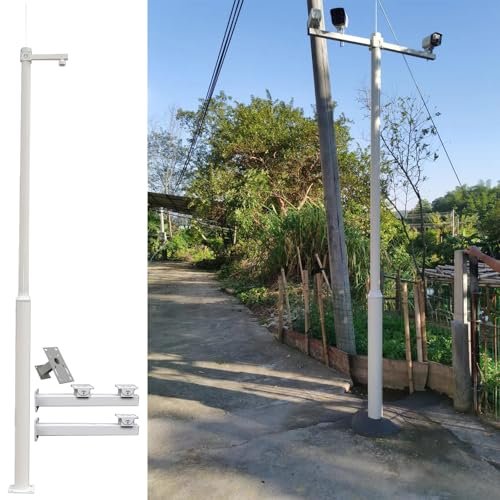 Heavy-Duty Galvanized Steel Surveillance Pole with 4 Brackets - Durable Security Camera Stand for Outdoor Monitoring & Enhanced Surveillance Solutions