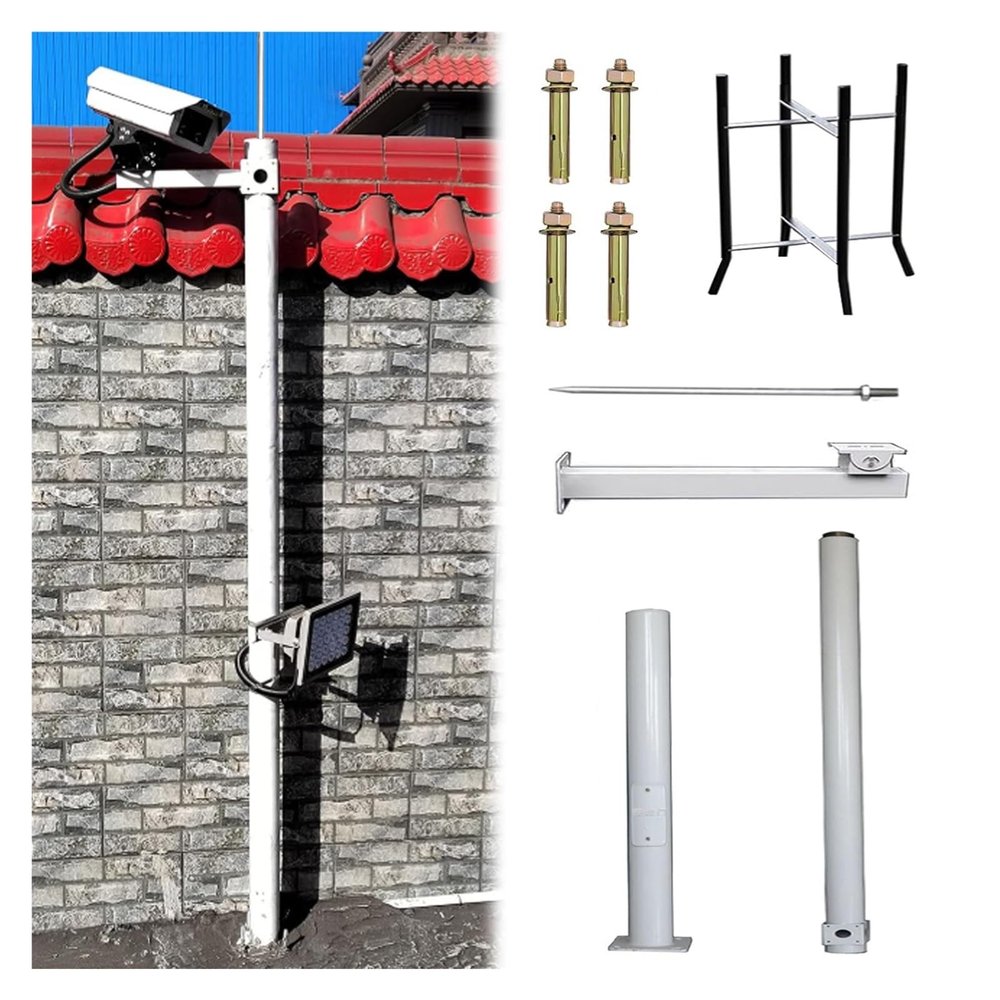 19.7ft Outdoor Security Camera Pole with 40cm Lightning Rod - Universal CCTV Post Stand for Backyard and Walkway Surveillance (B, 137.8in/350cm)