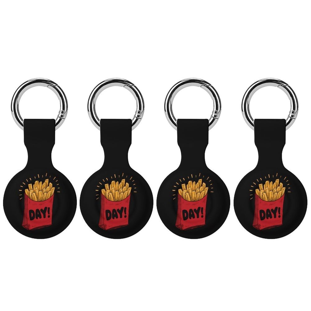 Fast Food French Fry-Weekend Protective Cover Compatible with AirTag Silicone Key Finder with Keychain