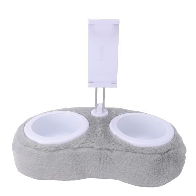 Dpofirs Tablet Pillow Stand, 360 Rotating Phone Holder for Bed, Detachable Bowl, Reading and Relaxation on Bed (Double Bowl Light Gray (4-13 Inches))