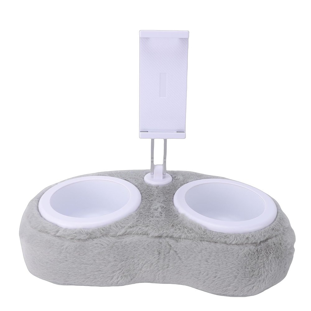 Dpofirs Tablet Pillow Stand, 360 Rotating Phone Holder for Bed, Detachable Bowl, Reading and Relaxation on Bed (Double Bowl Light Gray (4-13 Inches))