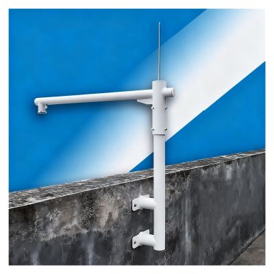 1 1.2 1.5m Overlength Wall-Mount Pole for Security Camera, L-Shaped Security Camera Holder Mount, Metal Surveillance Post Stand with 360 Cross Arm(White-B,3 3/10 ft(100cm))