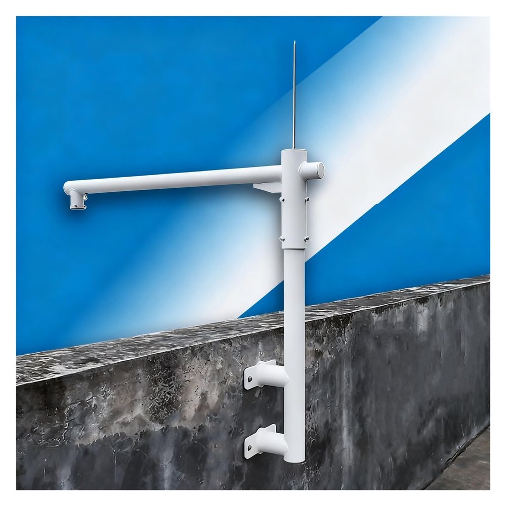 1 1.2 1.5m Overlength Wall-Mount Pole for Security Camera, L-Shaped Security Camera Holder Mount, Metal Surveillance Post Stand with 360 Cross Arm(White-B,3 3/10 ft(100cm))