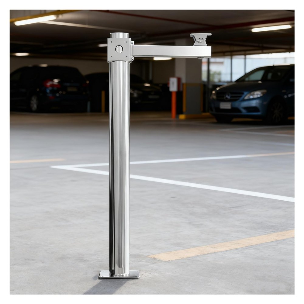 Universal 3.3-4.9ft Garage Security Camera Pole - Durable 201 Stainless Steel, All-Weather CCTV Surveillance Stand for Gun Cameras, 3in Tube Diameter, Adjustable Height