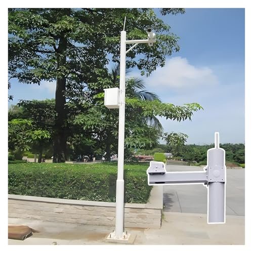 Adjustable Metal Surveillance Camera Stand - Outdoor Security Holder, 2-6M Height, White Column Kit for Home, Farm, Warehouse, Mall - Durable & Stable Design for Enhanced Safety