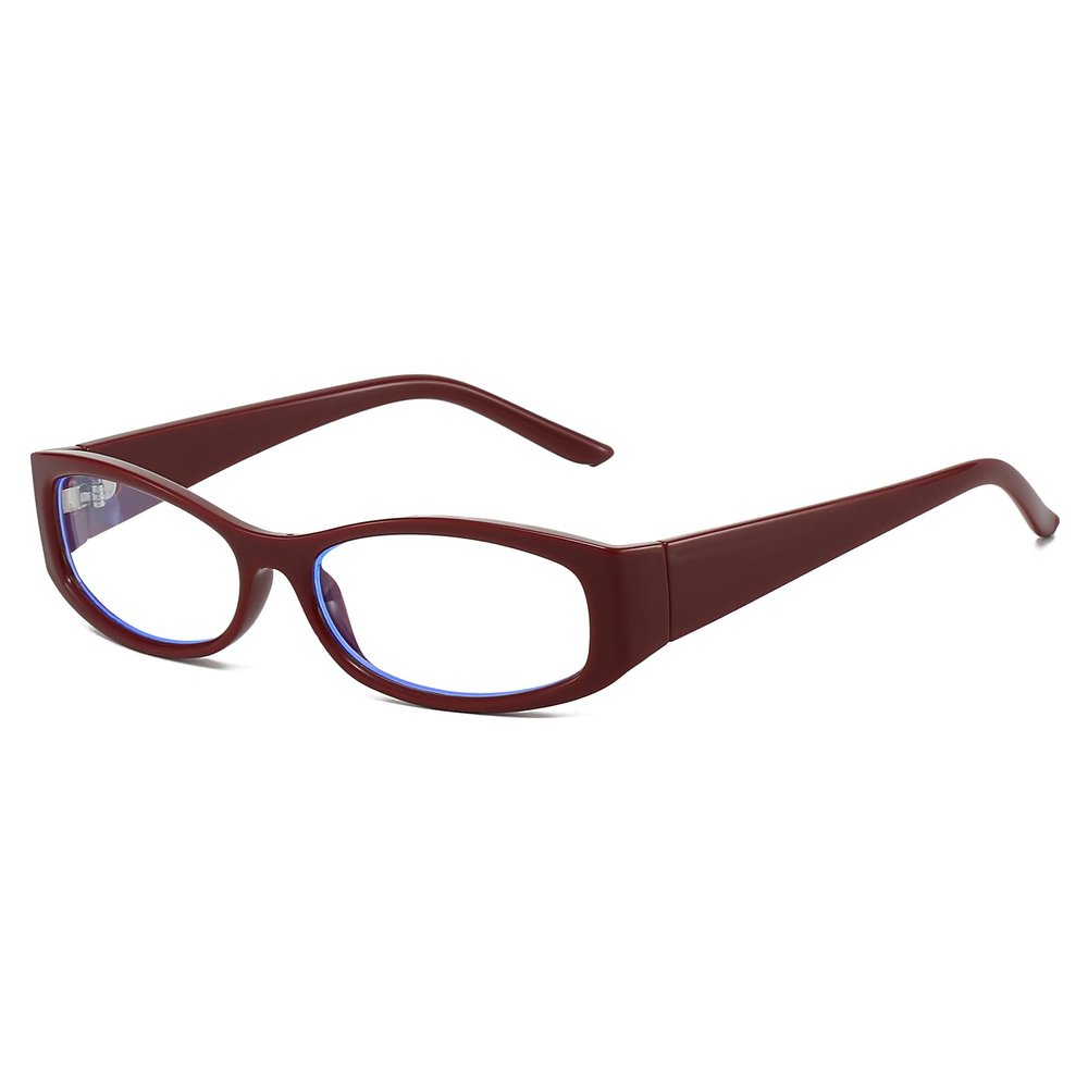 LJCZKA Oval Blue Light Blocking Glasses for Women Small Oval Y2K Frame Glasses Anti Eyestrain Computer Gaming Eyeglasses (Red)