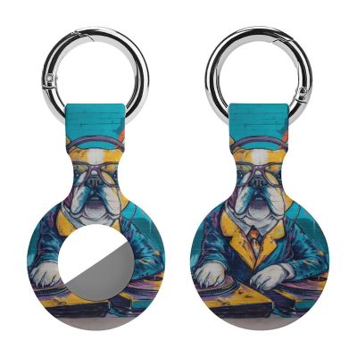 French Bulldog DJ Dog Protective Cover Compatible with AirTag Silicone Key Finder with Keychain