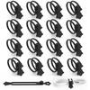 16 Pack Silicone Cable Ties, Reusable Star Design Cord Organizer Straps With 2 Binding Methos, Durable & Stretchable Wire Management for Home, Office, Travel (Black) view 1