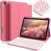 BQDIYOO Keyboard for iPad 11th Gen, 11/10.9inch iPad Case with Pencil Holder, A16 White Round Key case Wireless Backlight Keyboard Case Auto Wake/Sleep, Red view 1