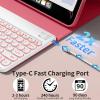 BQDIYOO Keyboard for iPad 11th Gen, 11/10.9inch iPad Case with Pencil Holder, A16 White Round Key case Wireless Backlight Keyboard Case Auto Wake/Sleep, Red view 4