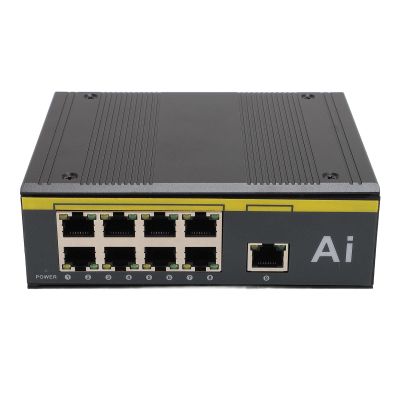 9 Ports PoE Switch, Industrial Ethernet Network Switch, 10 / 100Mbps, Metal Housing - High Protection IP40, Wide Power Input, Stable Smart City Connectivity