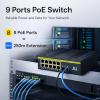 9 Ports PoE Switch, Industrial Ethernet Network Switch, 10 / 100Mbps, Metal Housing - High Protection IP40, Wide Power Input, Stable Smart City Connectivity view 2