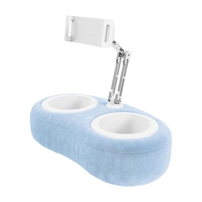 Adjustable Tablet Holder - Pillow Stand Reading Bed, Soft Plush Fabric Detachable Bowl, 4.7 13 Inch Phone Device, 360 Rotating Clamp 180 Foldable Arm, Comfort Support Durable Mount | for Adults Kids T