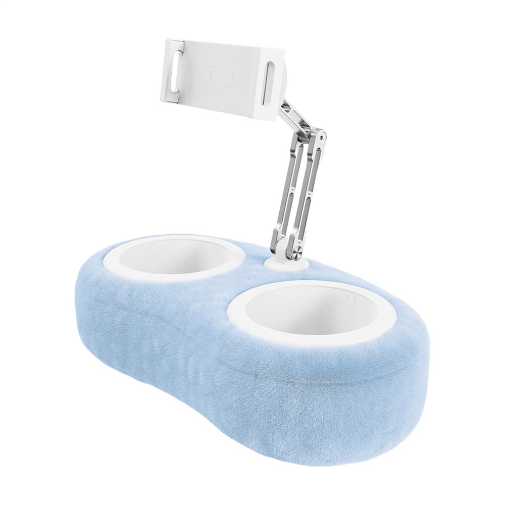 Adjustable Tablet Holder - Pillow Stand Reading Bed, Soft Plush Fabric Detachable Bowl, 4.7 13 Inch Phone Device, 360 Rotating Clamp 180 Foldable Arm, Comfort Support Durable Mount | for Adults Kids T