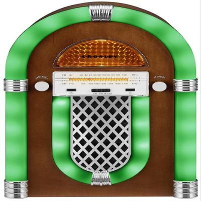 Crosley CR1102A-WA Presley Retro Tabletop Jukebox Bluetooth AM/FM Radio, Vintage, Walnut