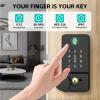 Luocute Smart Lock, Fingerprint Password Key Card TY APP WiFi Remote Access 8 Languages for Left Right Opening Doors, for 10 12mm Frameless Glass Door Aluminum Alloy Hook Latches view 3