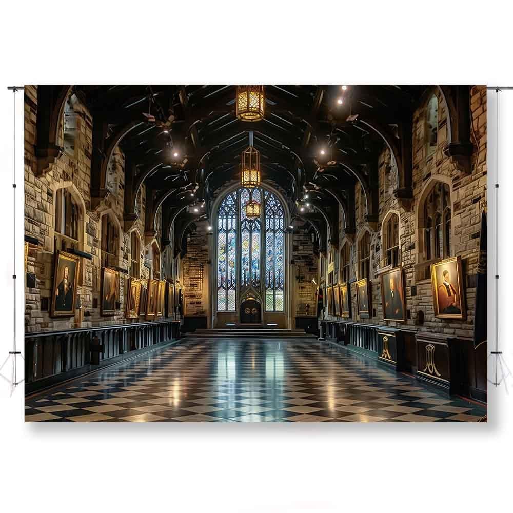 KUKUSOUL Vintage Church Backdrop Stained Glass Window Backdrop for Cathedral Building Heaven Pray Banner Basilica Baby Shower Photo Portrait Studio Prop KUBSJ222